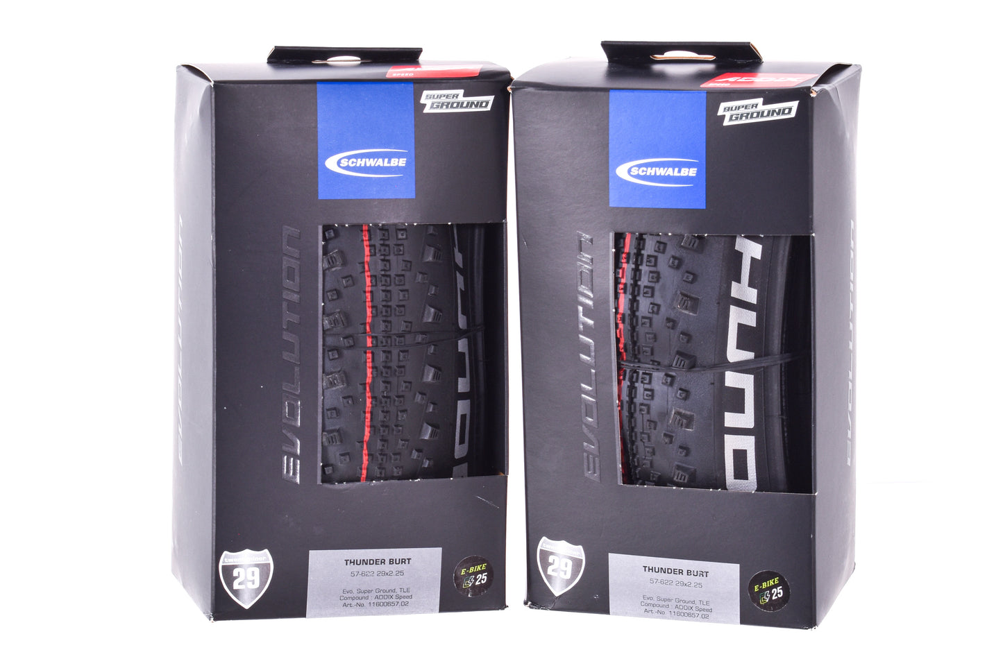 NEW Schwalbe Thunder Burt Tire set (2)- 29 x 2.25, Tubeless, Folding, Black, Evolution, Super Ground, Addix Speed
