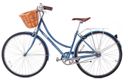 USED Linus Dutchi Step Thru 3 Speed Hybrid Bike Blue Basket Fenders Rack