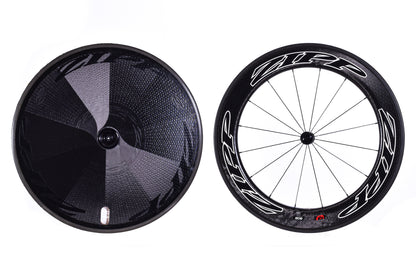 USED Zipp Super-9 Disc/808 Carbon Tubular Aero Race Wheelset Rim Brake Quick Release Shimano 11 speed w/ Travel Bag