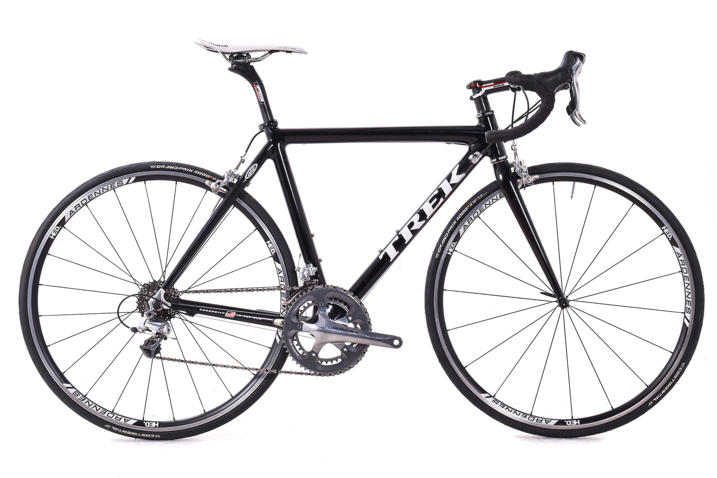 USED Trek Madone OCLV 52cm Carbon Road Bike Shimano Dura-Ace 7800 2x10 speed Rim Brake Black Chris King HED Made in USA
