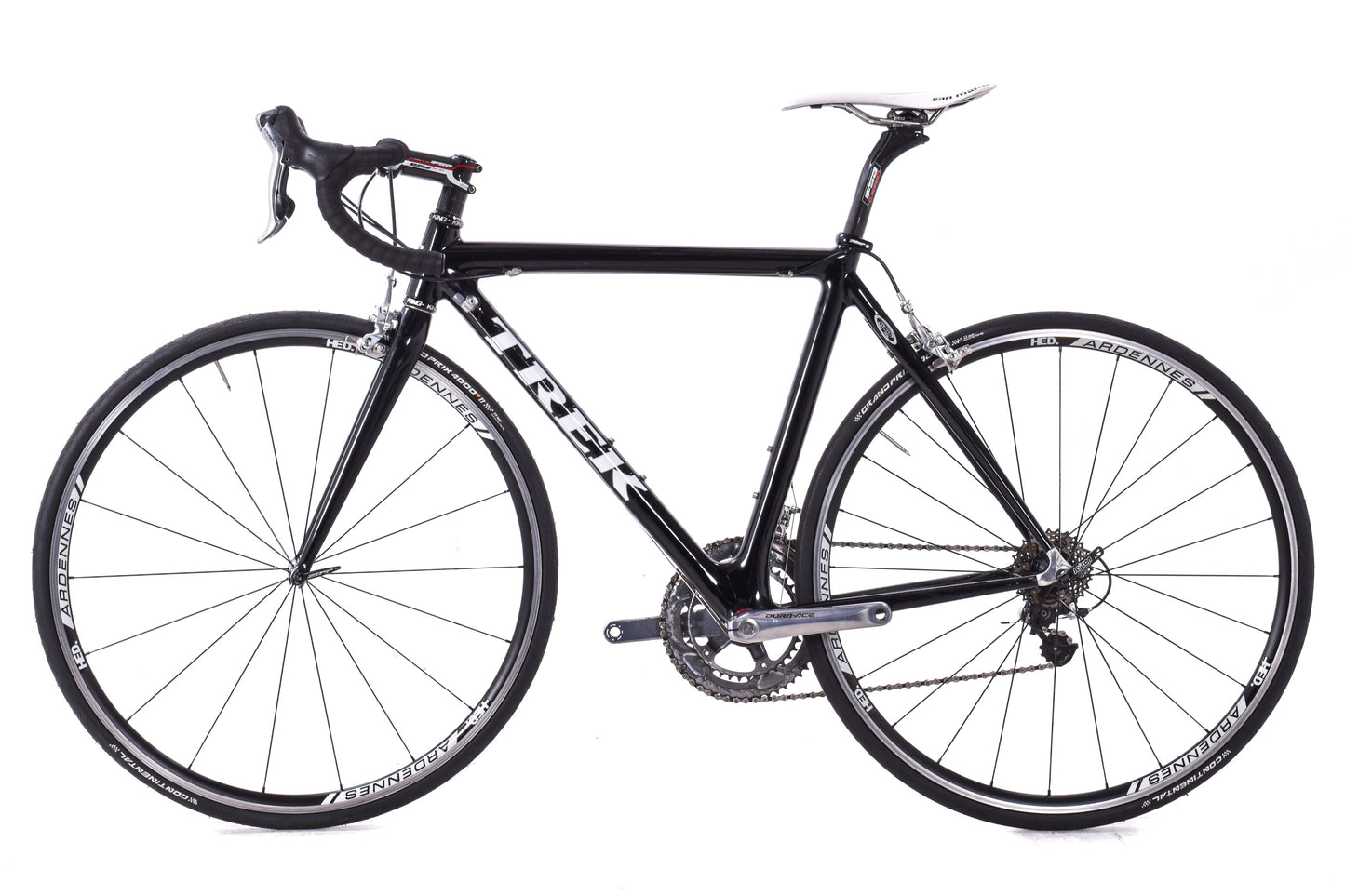 USED Trek Madone OCLV 52cm Carbon Road Bike Shimano Dura-Ace 7800 2x10 speed Rim Brake Black Chris King HED Made in USA