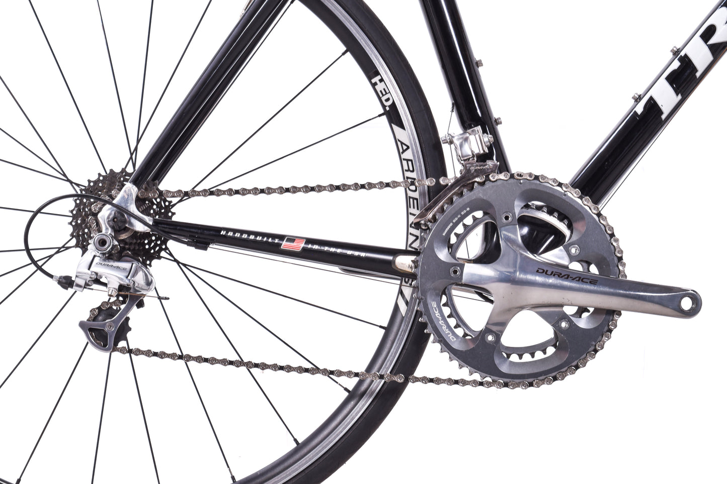 USED Trek Madone OCLV 52cm Carbon Road Bike Shimano Dura-Ace 7800 2x10 speed Rim Brake Black Chris King HED Made in USA