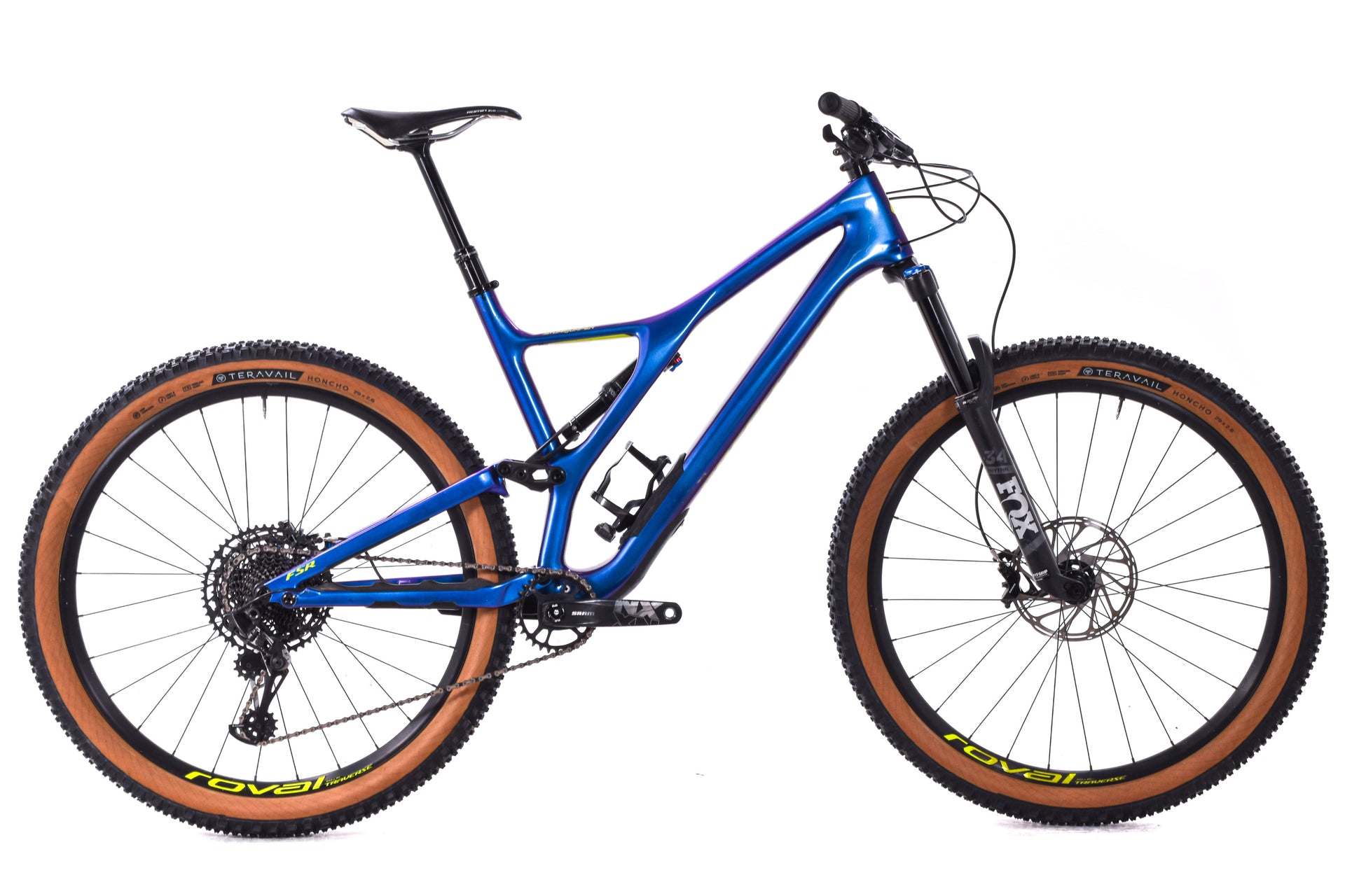 USED 2019 Specialized Stumpjumper Comp Carbon 29 XL FSR Mountain Bike SRAM GX/NX Eagle 1x12 Gloss Chameleon Blue / Purple
