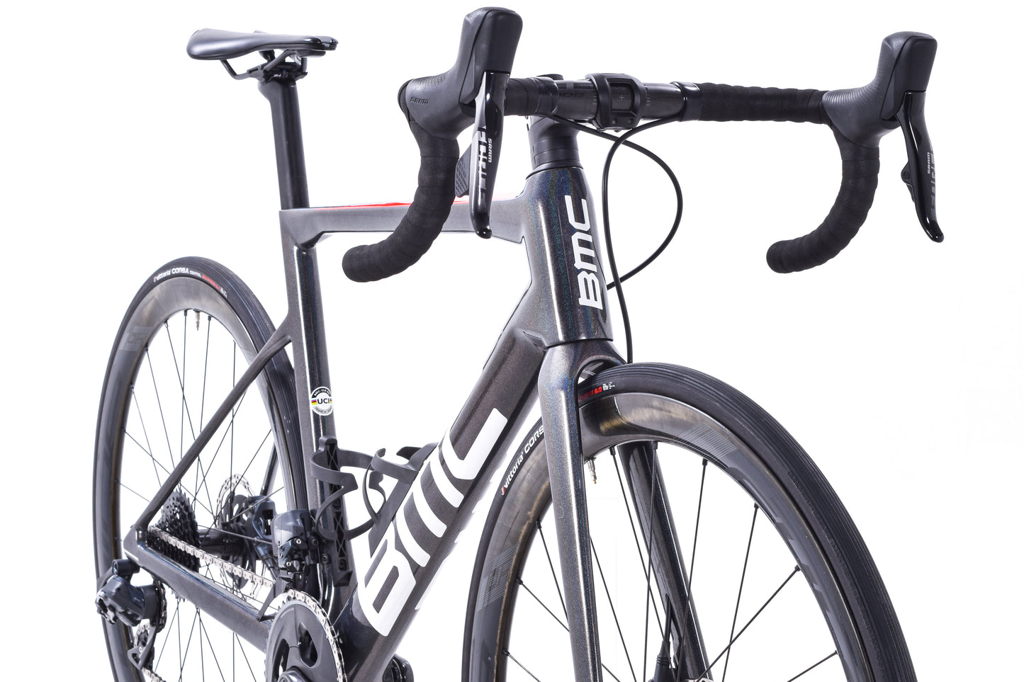 USED 2021 BMC Teammachine SLR One 54cm Carbon Road Bike SRAM Force AXS D1 2x12 Fulcrum Carbon Wheels