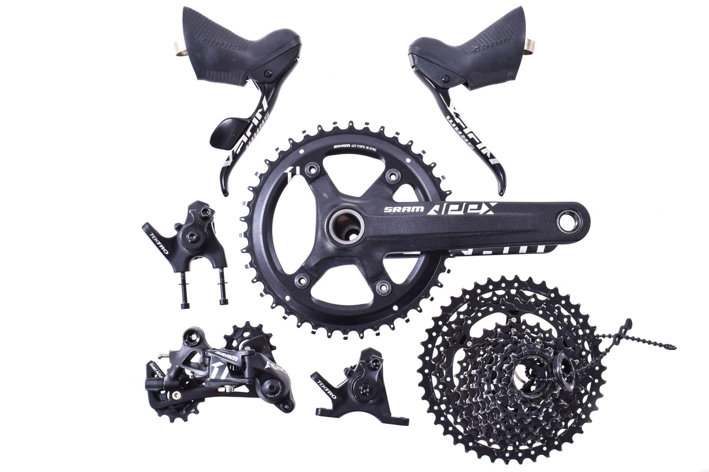 USED SRAM Apex 1 1x11 speed Mechanical Groupset Shifters, Derailleur, 11-42t cassette, Tektro Brakes, 170mm Crank