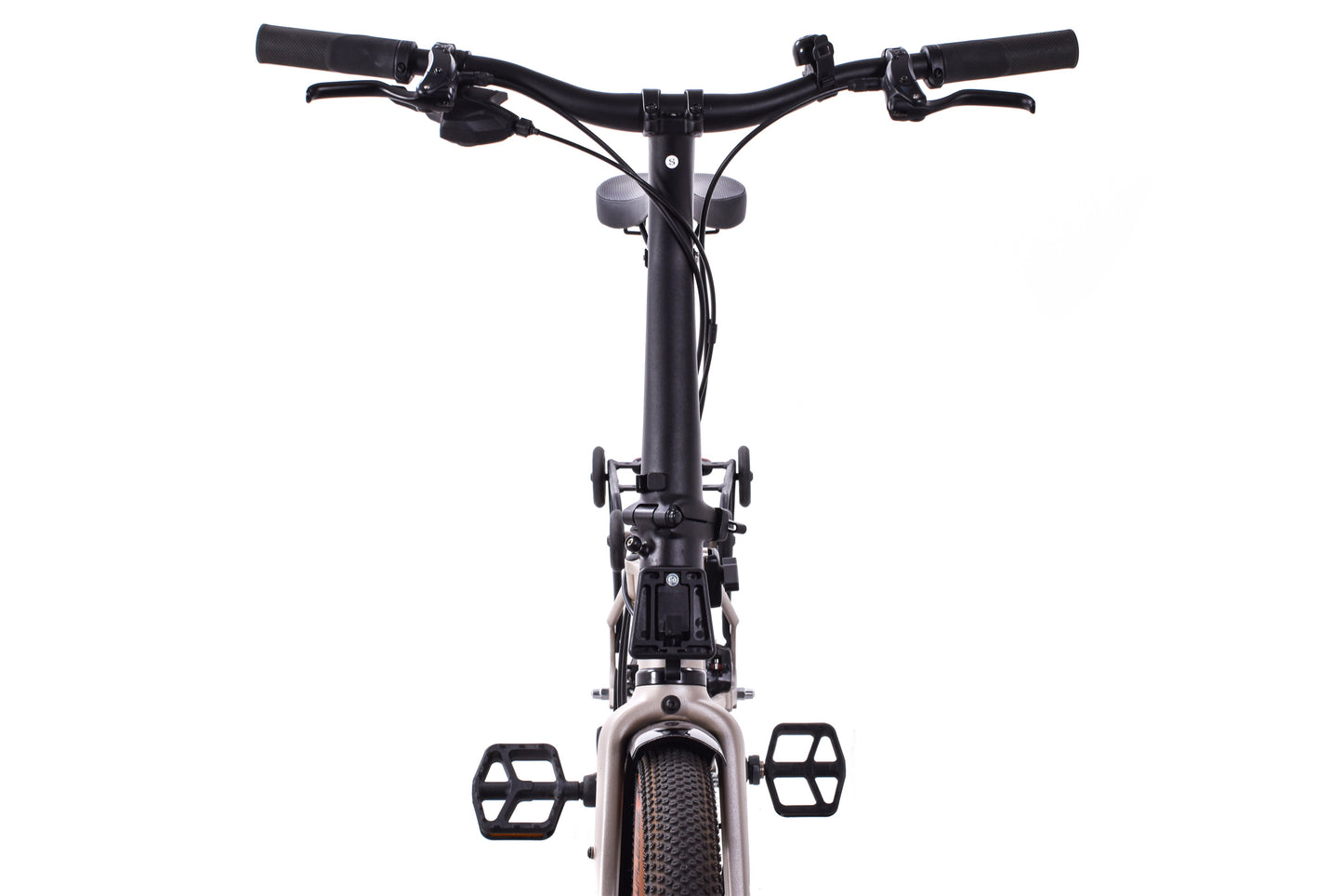 USED Brompton G Line 8 Speed Small Folding Bike 20" Wheels Gravel Tires Disc Brakes Traildust White