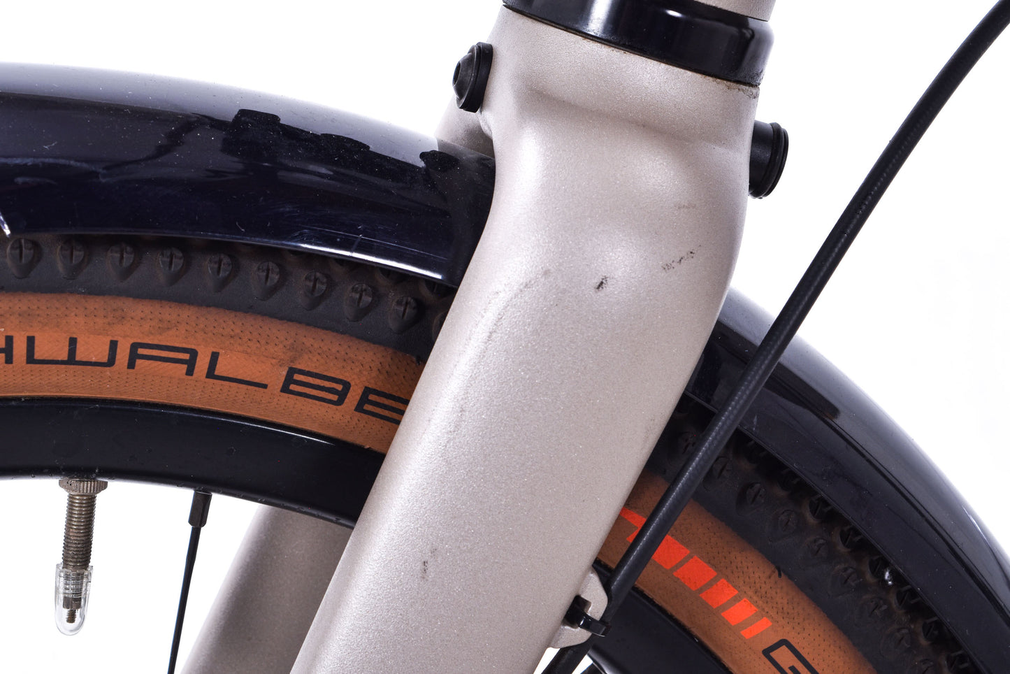 USED Brompton G Line 8 Speed Small Folding Bike 20" Wheels Gravel Tires Disc Brakes Traildust White