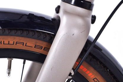 USED Brompton G Line 8 Speed Small Folding Bike 20" Wheels Gravel Tires Disc Brakes Traildust White