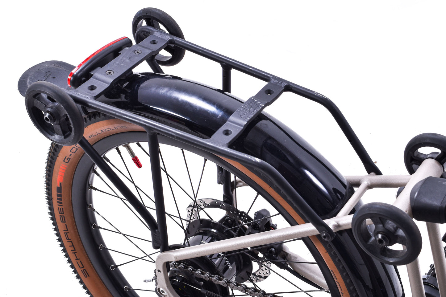 USED Brompton G Line 8 Speed Small Folding Bike 20" Wheels Gravel Tires Disc Brakes Traildust White
