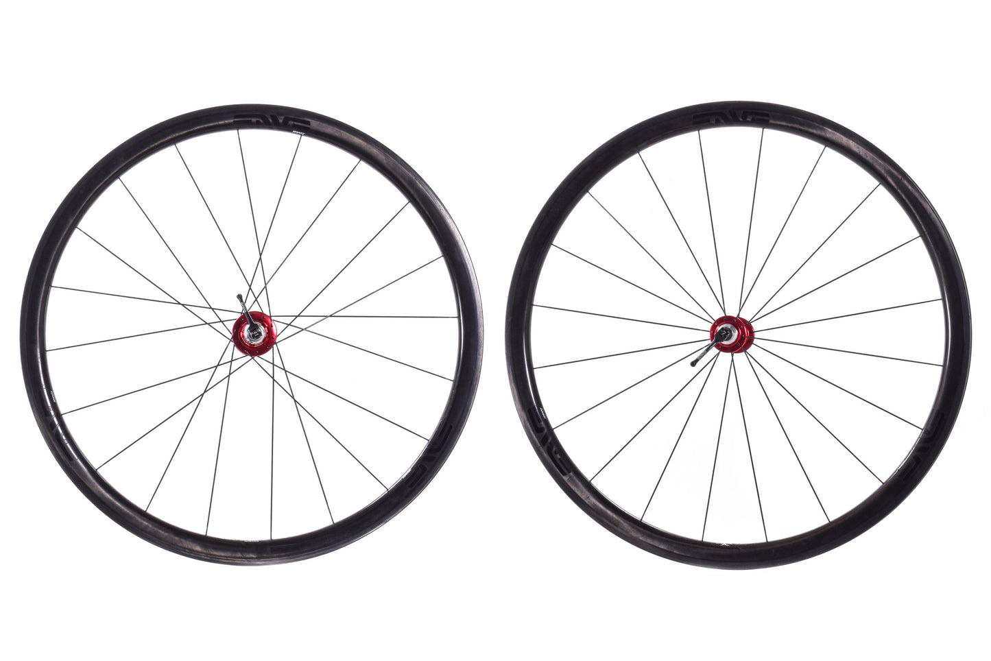 USED ENVE SES 3.4 Carbon 700C Wheelset Rim Brake w/ Red Chris King R45 Hubs HG11 Freehub