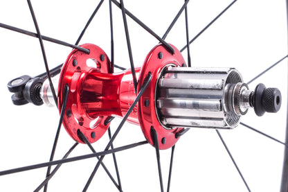 USED ENVE SES 3.4 Carbon 700C Wheelset Rim Brake w/ Red Chris King R45 Hubs HG11 Freehub
