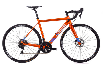 USED Cinelli Veltrix Columbus Carbon Road Bike 52cm Shimano 105 2x11 speed Hydraulic Disc Blue Orange