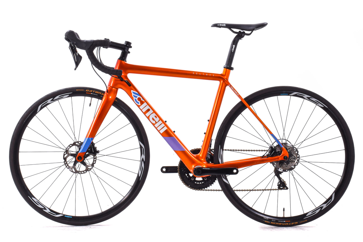 USED Cinelli Veltrix Columbus Carbon Road Bike 52cm Shimano 105 2x11 speed Hydraulic Disc Blue Orange