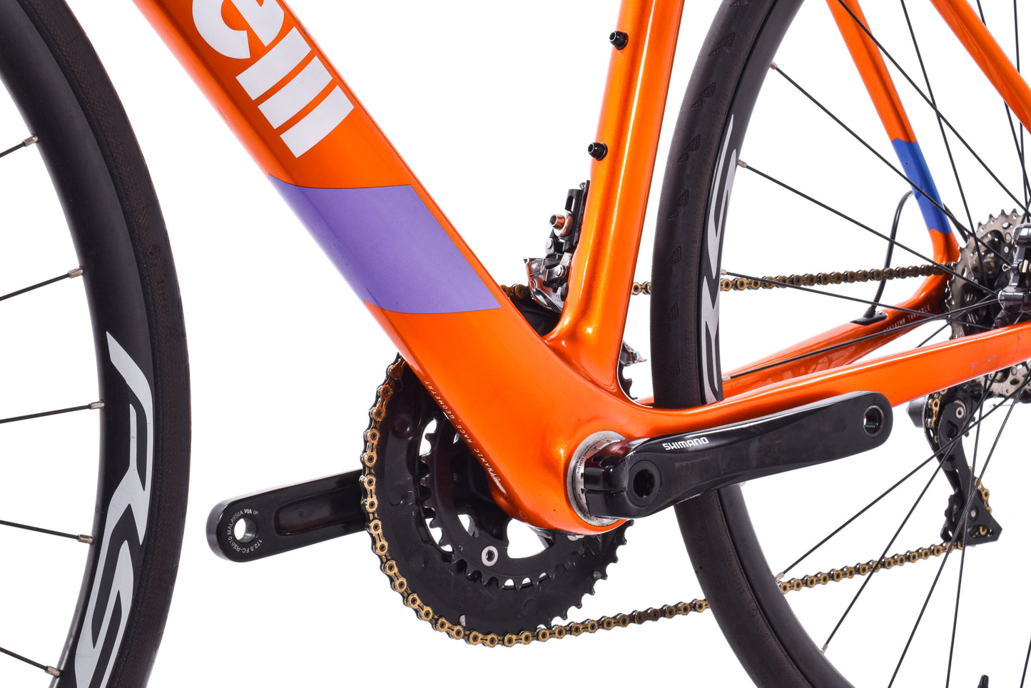 USED Cinelli Veltrix Columbus Carbon Road Bike 52cm Shimano 105 2x11 speed Hydraulic Disc Blue Orange