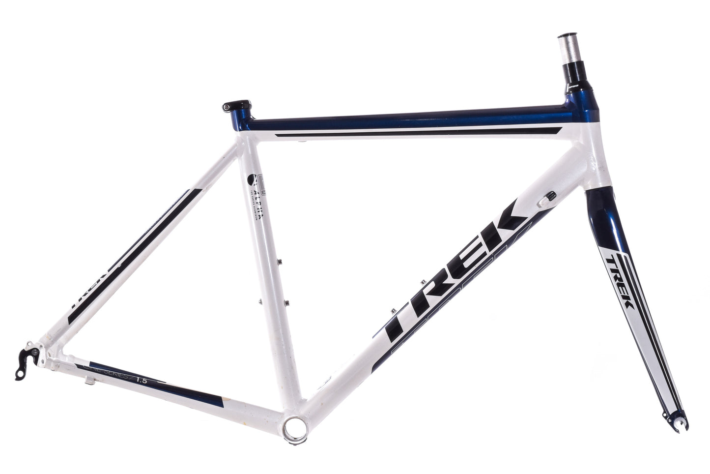 USED Trek Alpha Aluminum One Series 1.5 54cm Frameset w/ Carbon Fork Quick Release Rim Brake White/Blue
