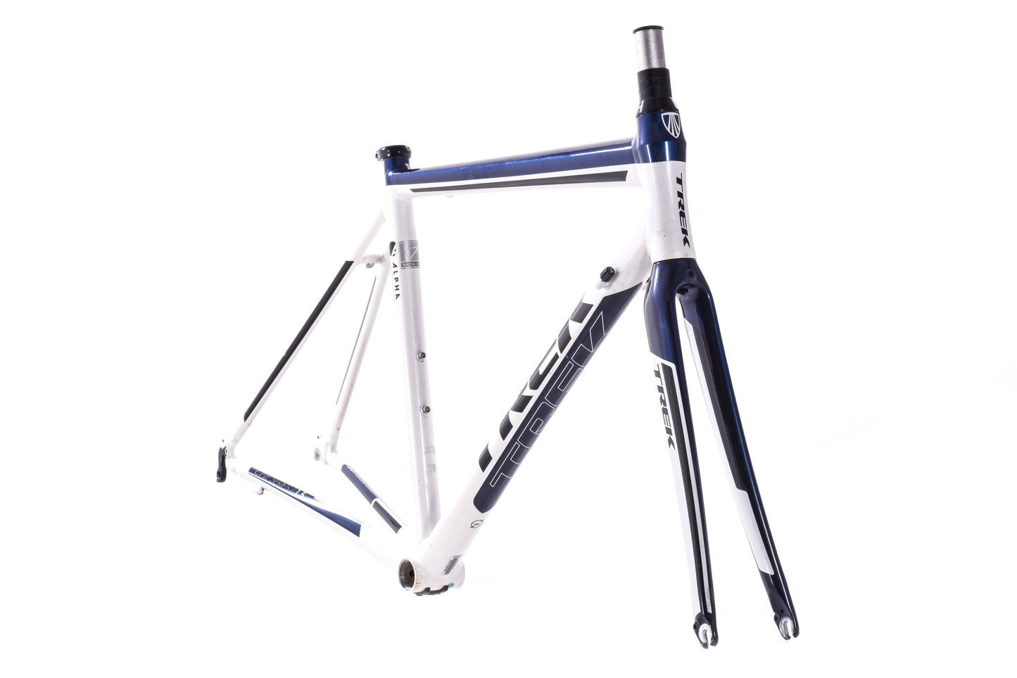 USED Trek Alpha Aluminum One Series 1.5 54cm Frameset w/ Carbon Fork Quick Release Rim Brake White/Blue
