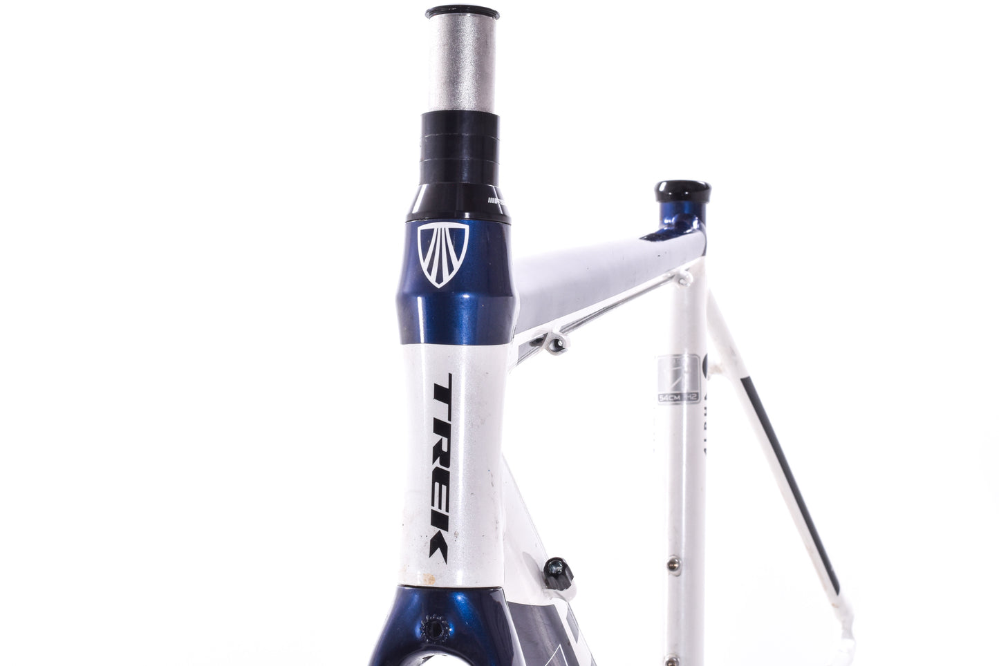 USED Trek Alpha Aluminum One Series 1.5 54cm Frameset w/ Carbon Fork Quick Release Rim Brake White/Blue
