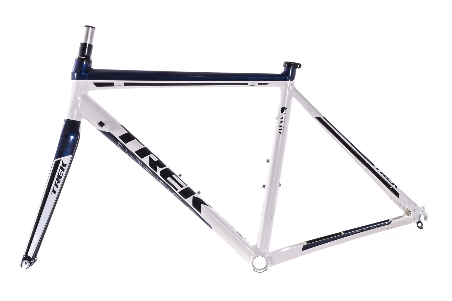USED Trek Alpha Aluminum One Series 1.5 54cm Frameset w/ Carbon Fork Quick Release Rim Brake White/Blue