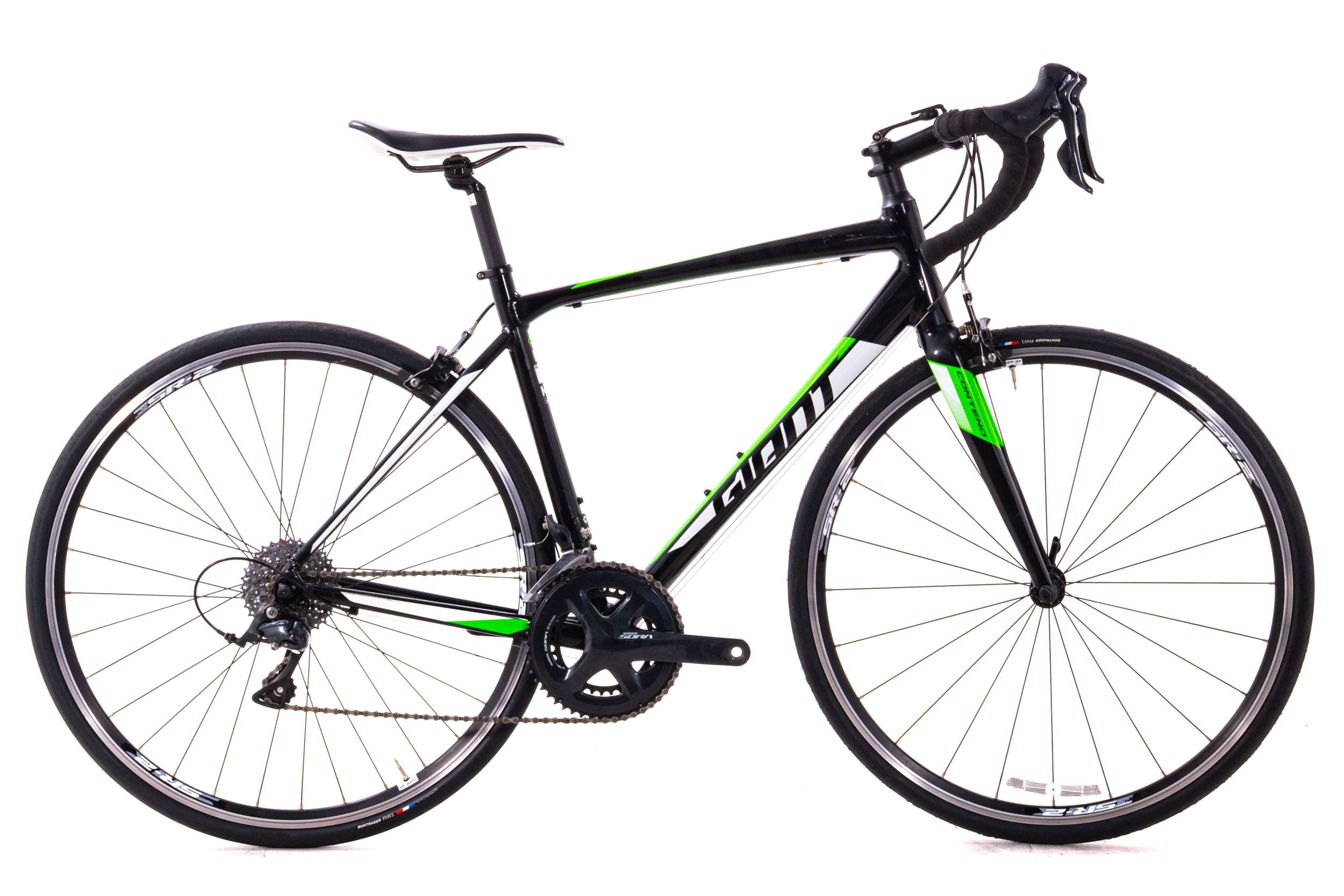 GIANT CONTEND1 ロードバイク ブラック/グリーン USED Giant Contend 1 Medium Alloy Road Bike Shimano Sora 2x9 Speed Rim