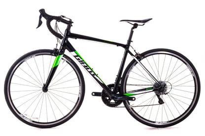 USED Giant Contend 1 Medium Alloy Road Bike Shimano Sora 2x9 Speed Rim Brake Black/Green