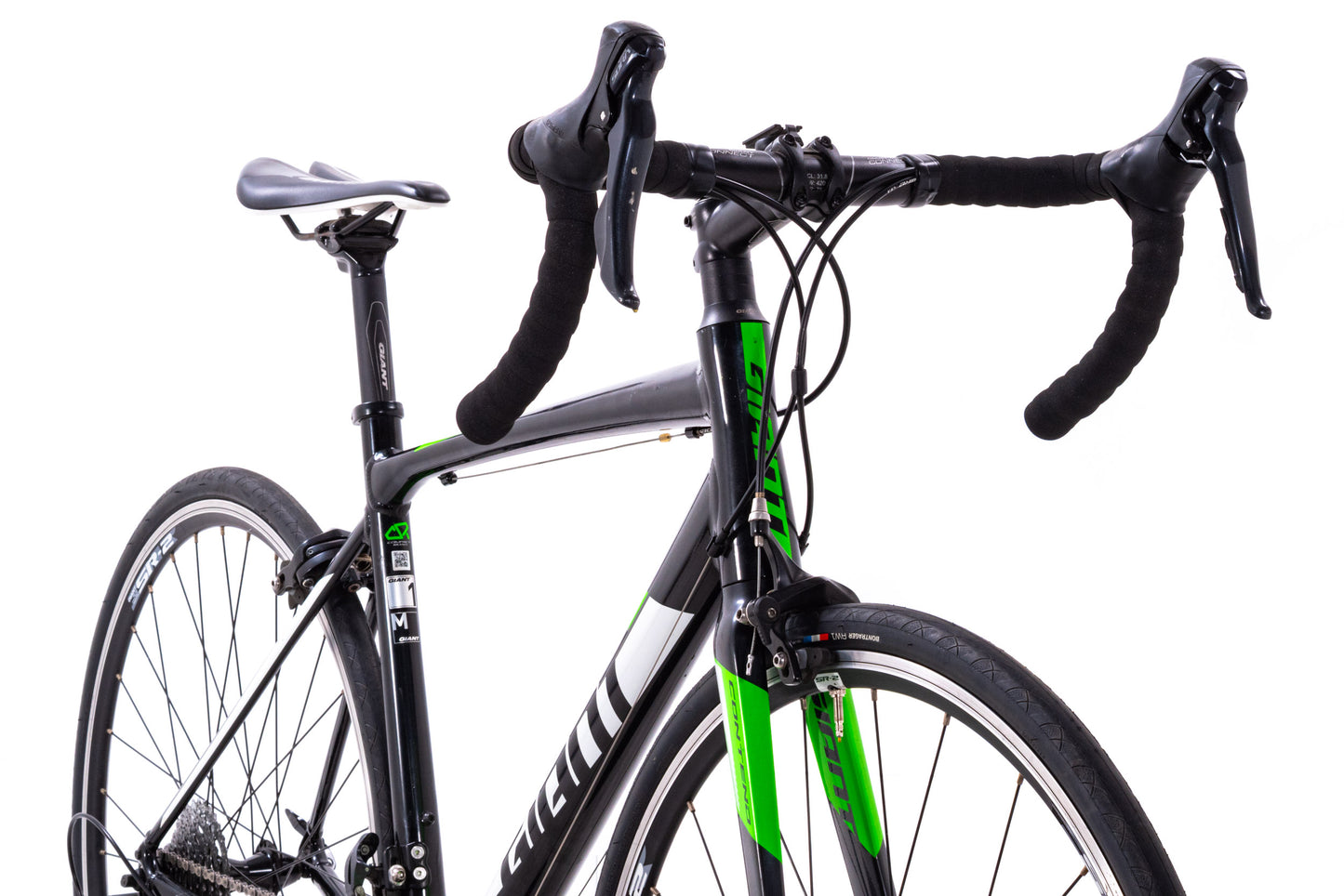 USED Giant Contend 1 Medium Alloy Road Bike Shimano Sora 2x9 Speed Rim Brake Black/Green