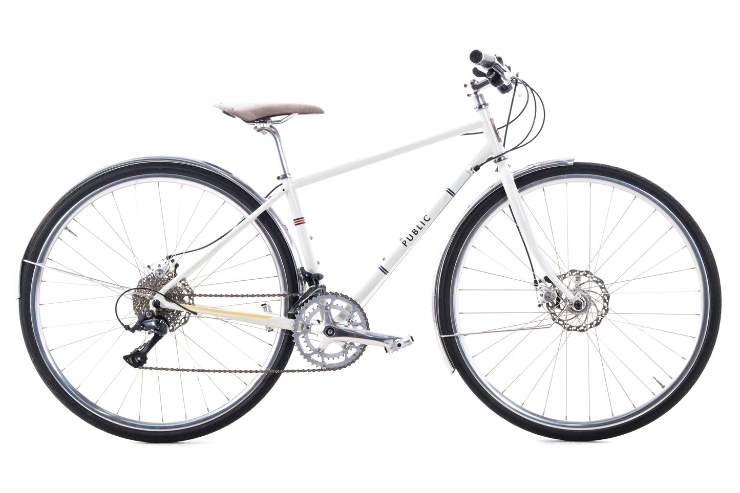 USED Public R18 Disc Steel Hybrid / Commuter Bike Small Shimano Sora 2x9 speed White