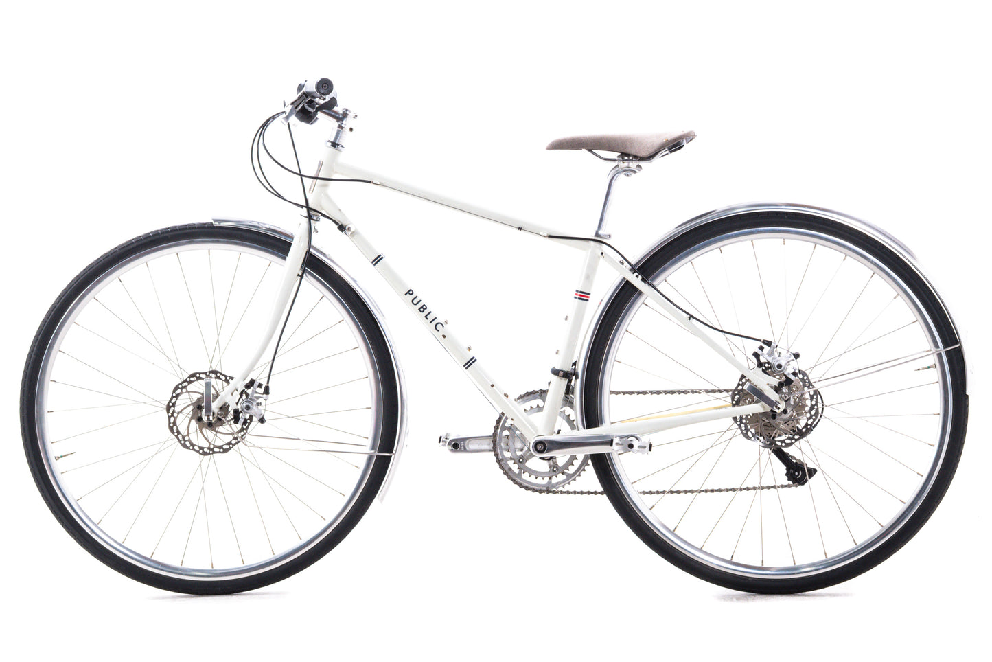 USED Public R18 Disc Steel Hybrid / Commuter Bike Small Shimano Sora 2x9 speed White