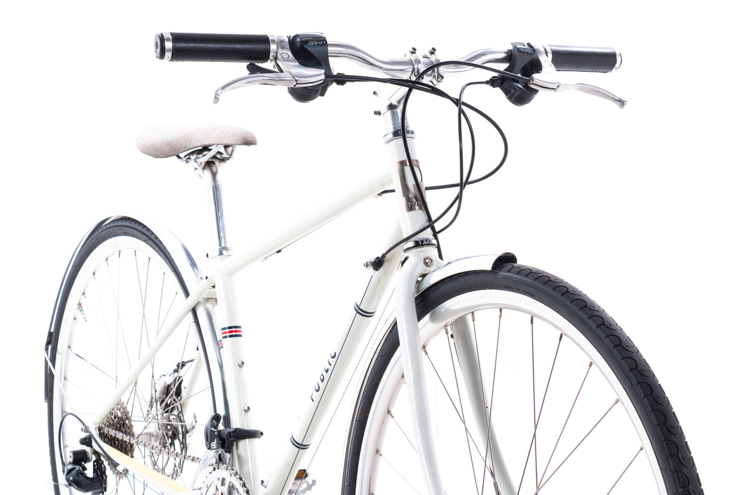 USED Public R18 Disc Steel Hybrid / Commuter Bike Small Shimano Sora 2x9 speed White