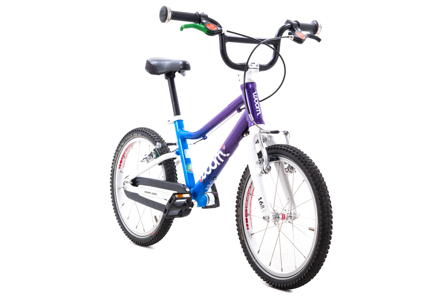 USED WOOM 3 Kids Bicycle 16" Rim Brake Single Speed Blue/Purple