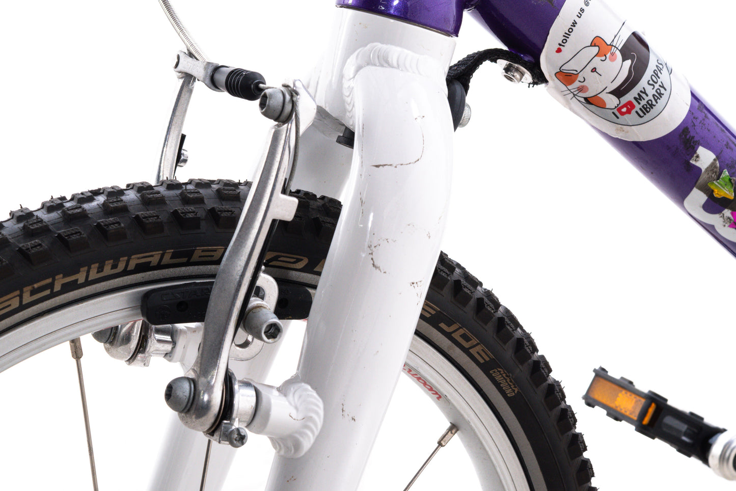 USED WOOM 3 Kids Bicycle 16" Rim Brake Single Speed Blue/Purple