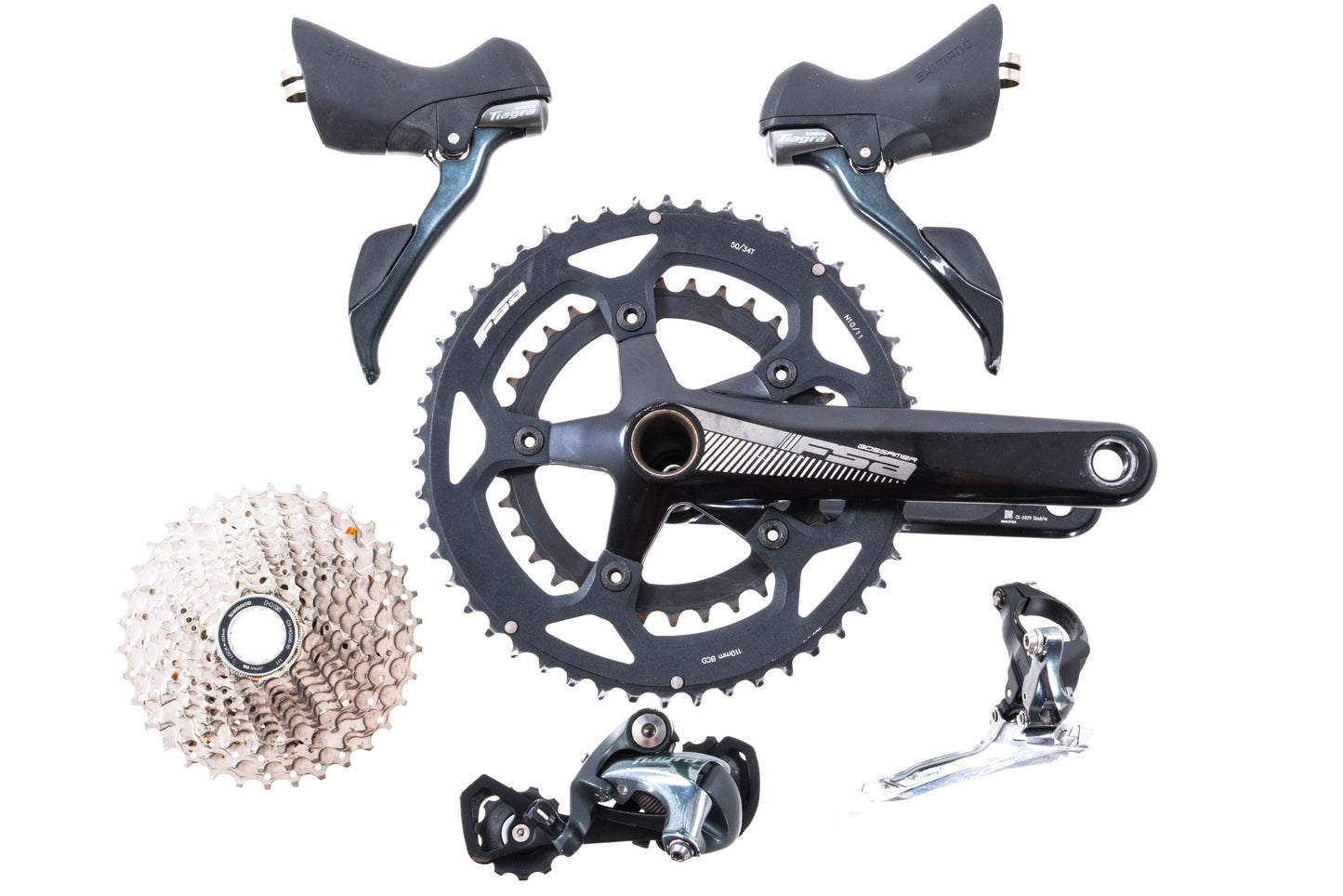 USED Shimano Tiagra 4700 2x10 speed Mini Road Groupset Shifters, Derailleurs, Cassette, FSA Compact Crank
