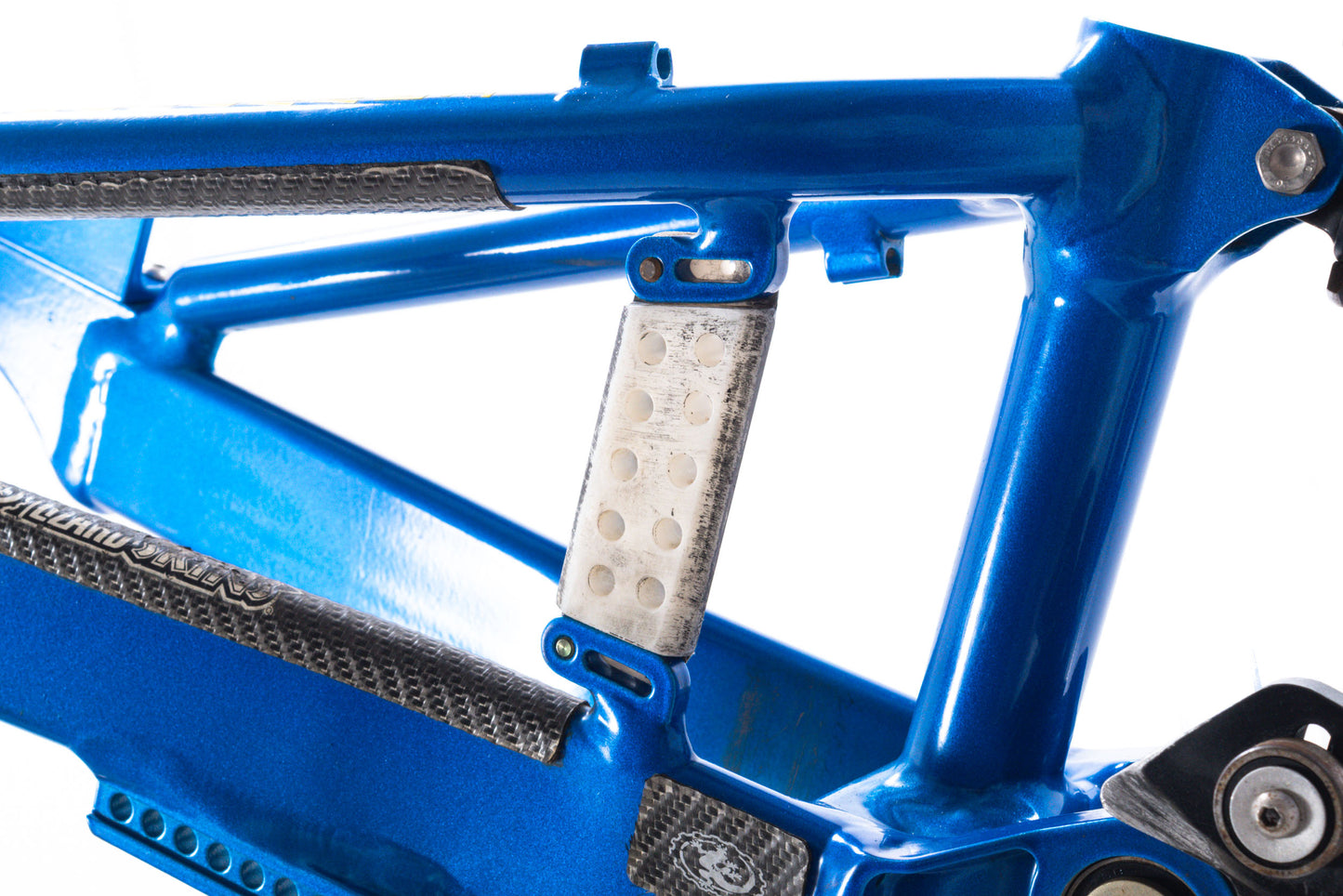 USED Late 90's Vintage Cannondale Super V 4000 DH Large Full Suspension Down Hill Mountain Bike Frame w/ Stratos Helix Coil Shock Blue