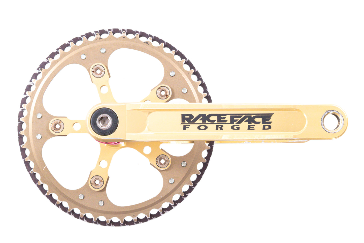 USED Race Face Forged 180mm Bronze/Gold Square Taper Crank w/ BB 110/74mm BCD 44T PMW Chainring w/ Bash Guard DH