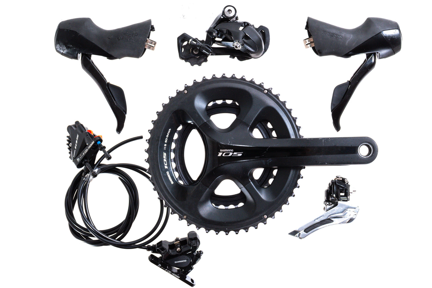 USED Shimano 105 5800/RS505 2x11 speed Hydraulic Road Groupset 172.5mm 50/34T Crank, Shifters, Hydraulic Brakes, Derailleurs