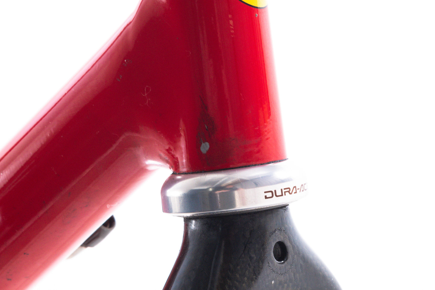 USED Vintage Cannondale CAAD 3 55cm Aluminum Frameset w/ Time Carbon Fork and Dura-Ace 1" Threaded Heaset Red/Yellow Team Saeco