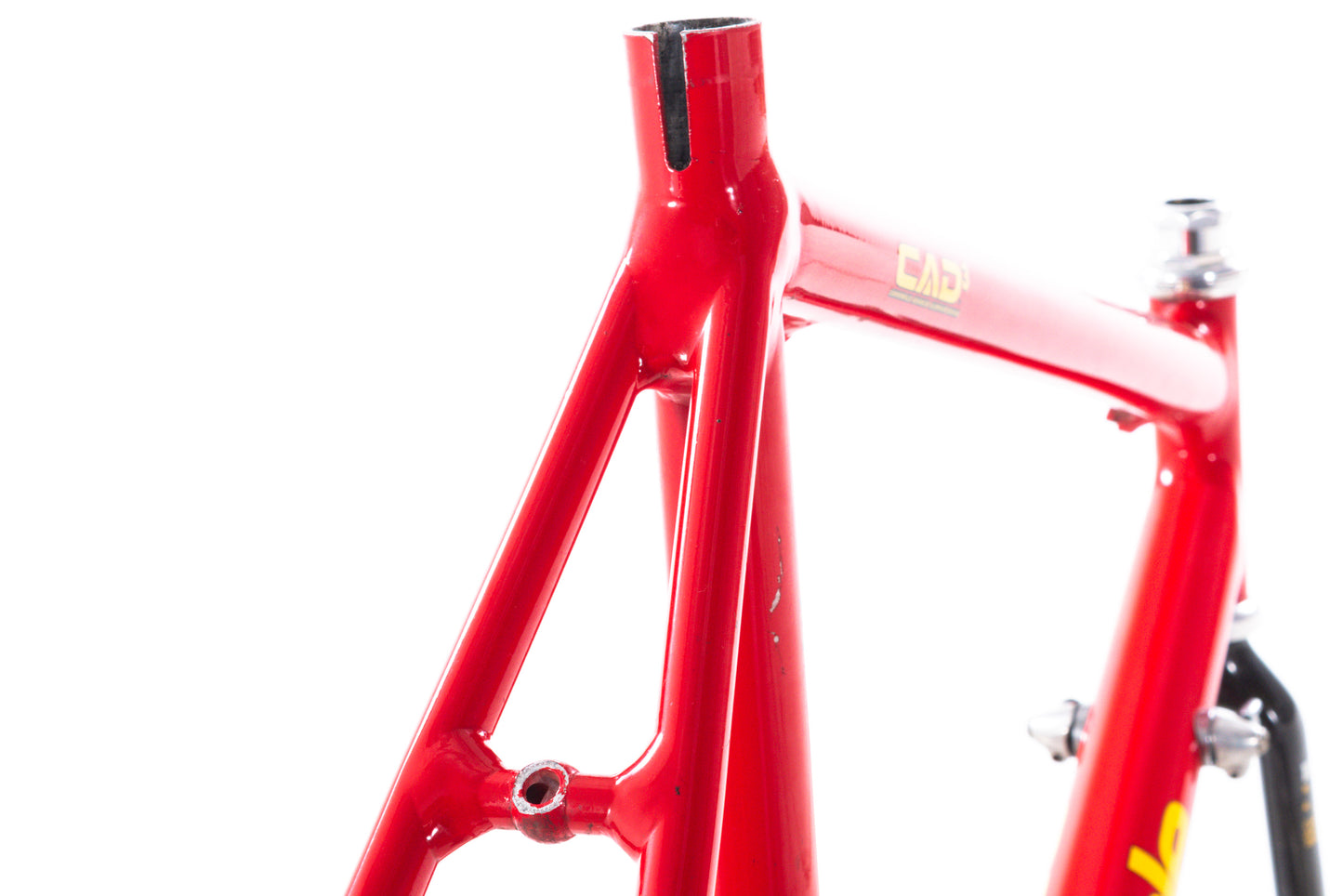 USED Vintage Cannondale CAAD 3 55cm Aluminum Frameset w/ Time Carbon Fork and Dura-Ace 1" Threaded Heaset Red/Yellow Team Saeco