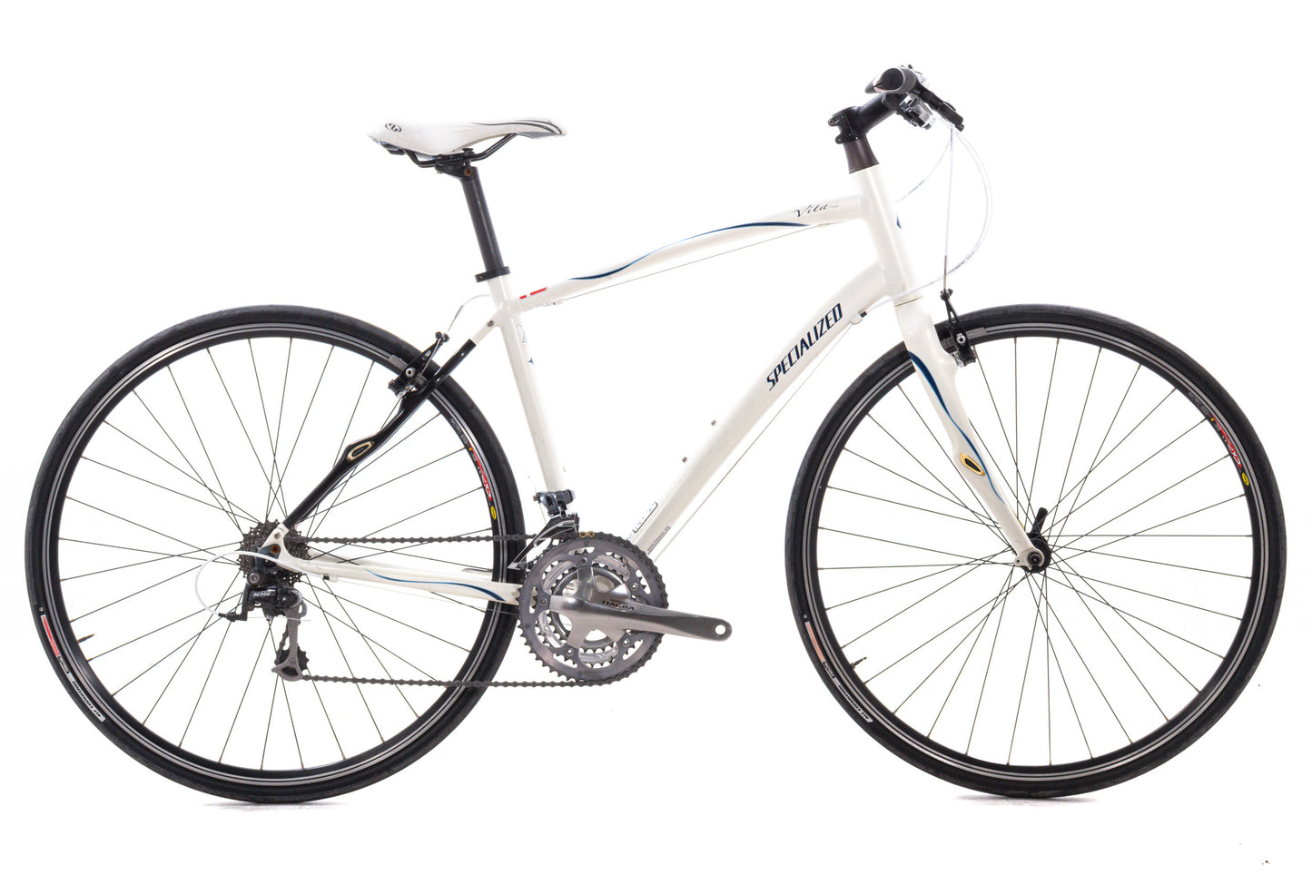 USED Specialized Vita Comp Women's Large Flat Bar Road Bike/Hybrid Shimano 3x9 speed Aluminum/Carbon Pearl White.