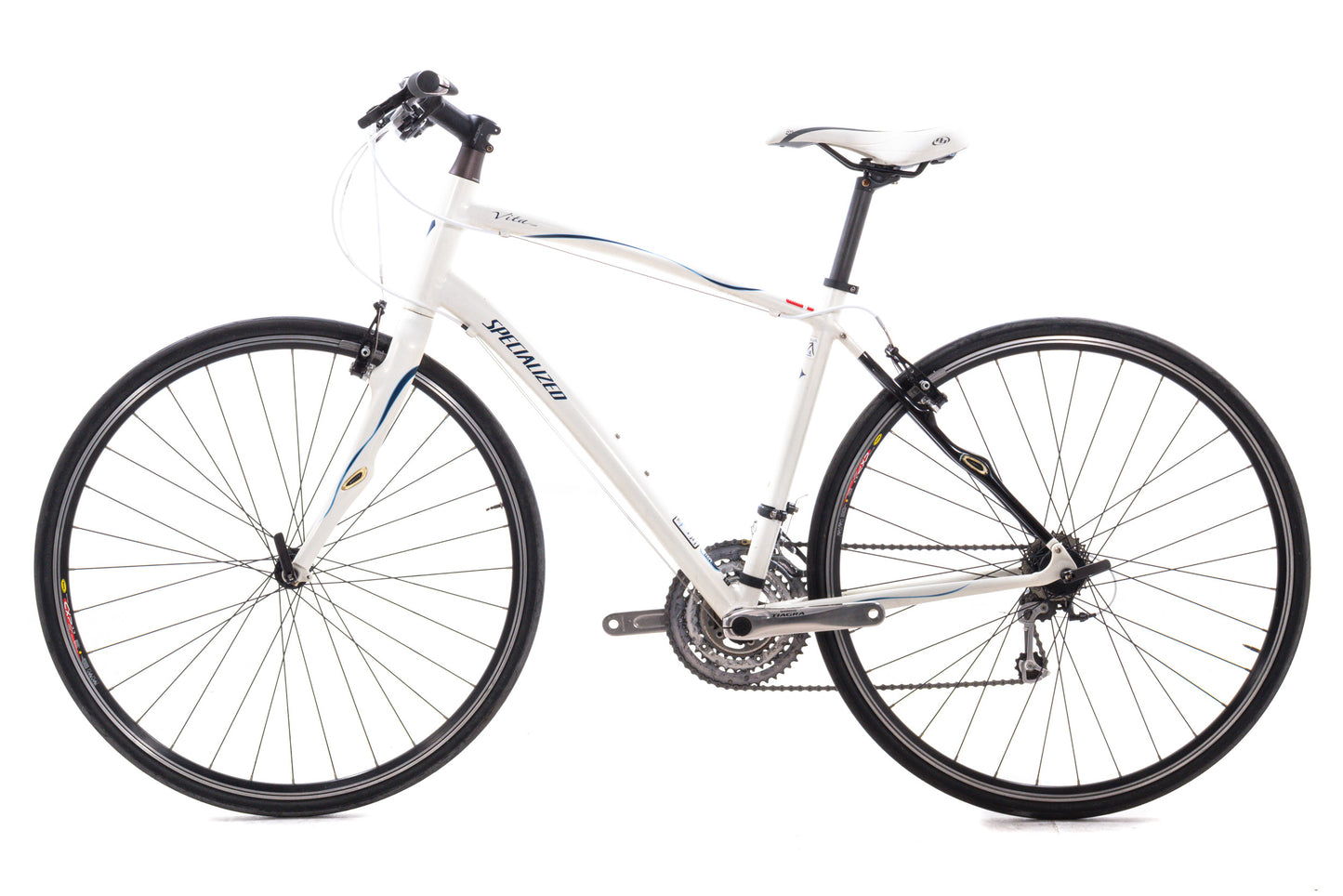 USED Specialized Vita Comp Women's Large Flat Bar Road Bike/Hybrid Shimano 3x9 speed Aluminum/Carbon Pearl White.