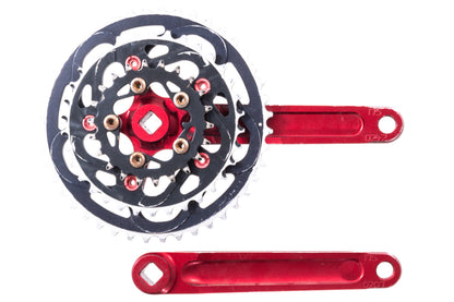 USED RaceFace Forged 175mm Triple Crankset 44/34/22T Square Taper Red MTB