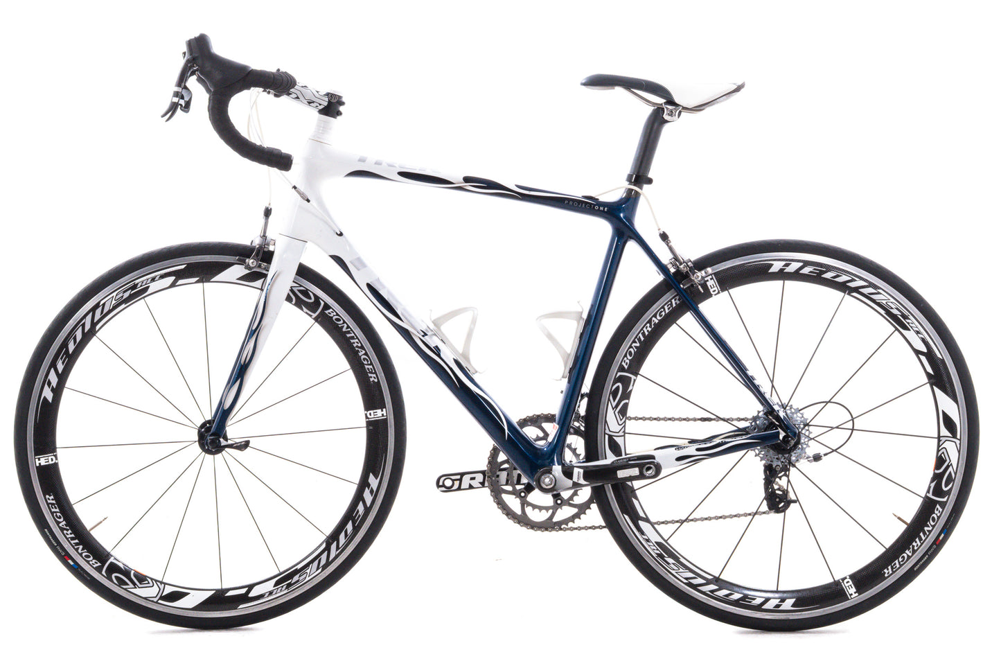 USED Trek Madone Project One 56cm Carbon Road Bike SRAM Force 2x10 Blue/White Carbon Wheels Rim Brake