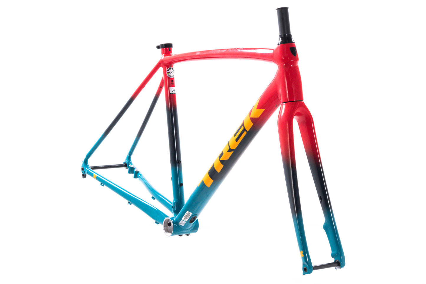 USED Trek Crockett Disc 54cm Alloy Cyclocross/Gravel Frameset Radioactive Red to Navy to Teal Fade