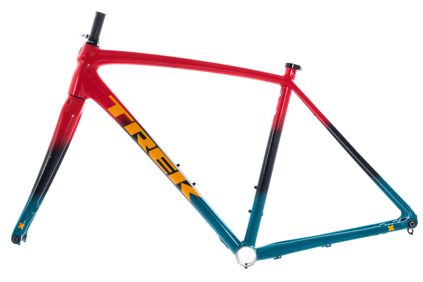 USED Trek Crockett Disc 54cm Alloy Cyclocross/Gravel Frameset Radioactive Red to Navy to Teal Fade
