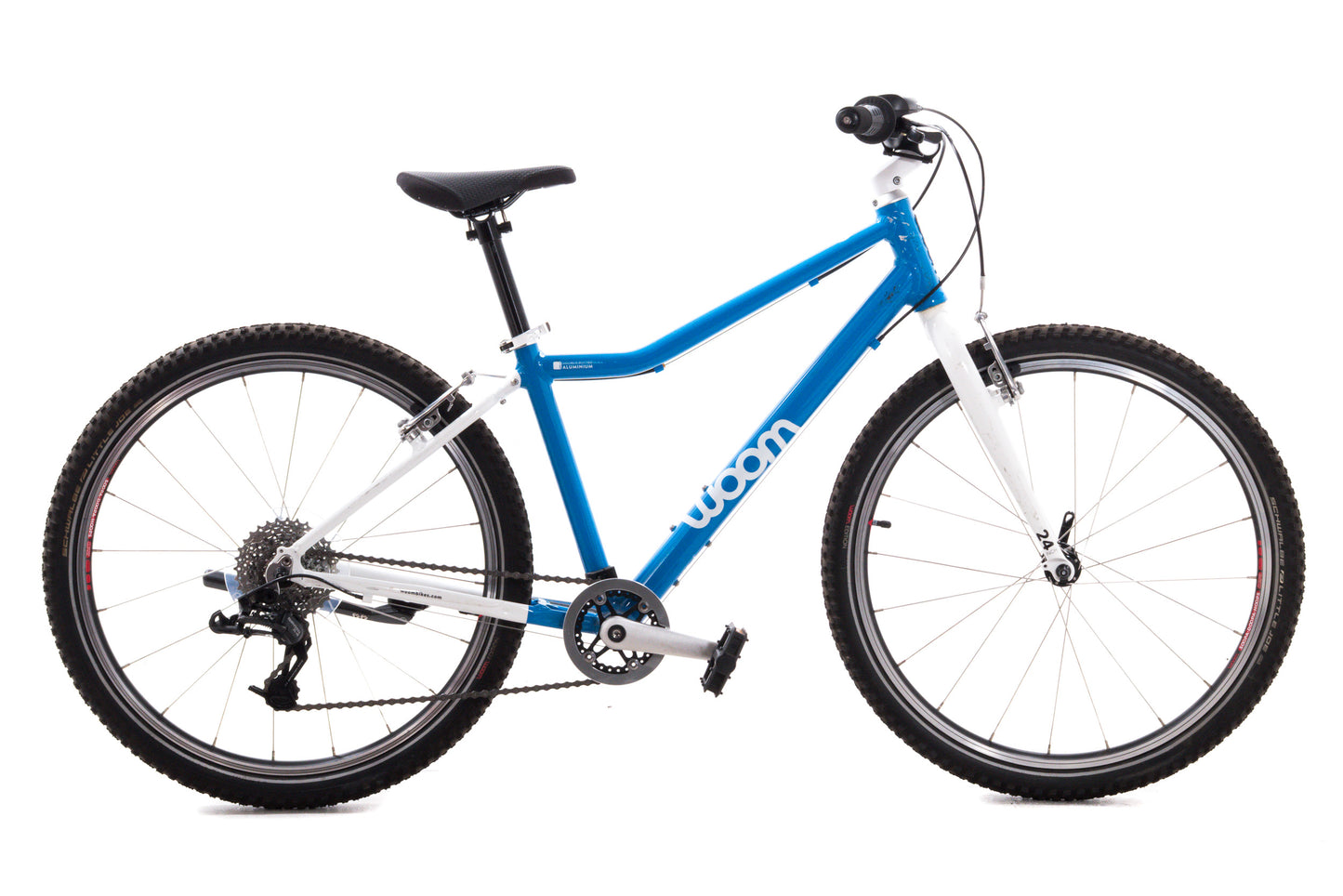 USED Woom 5 Original Kids Bike 24" 8 Speed Blue/White