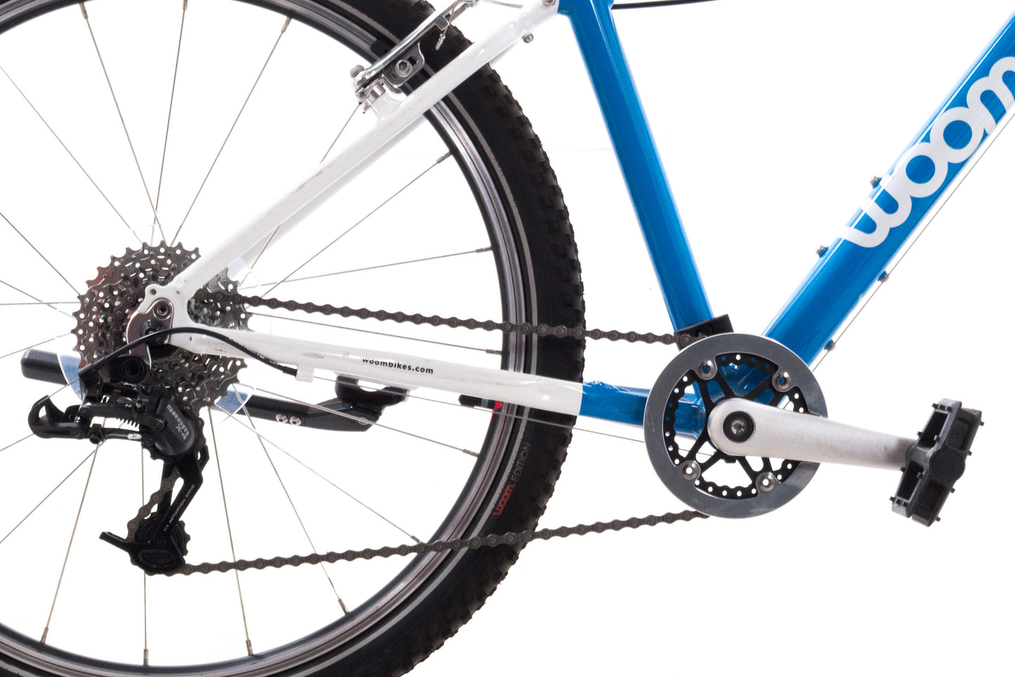 USED Woom 5 Original Kids Bike 24" 8 Speed Blue/White