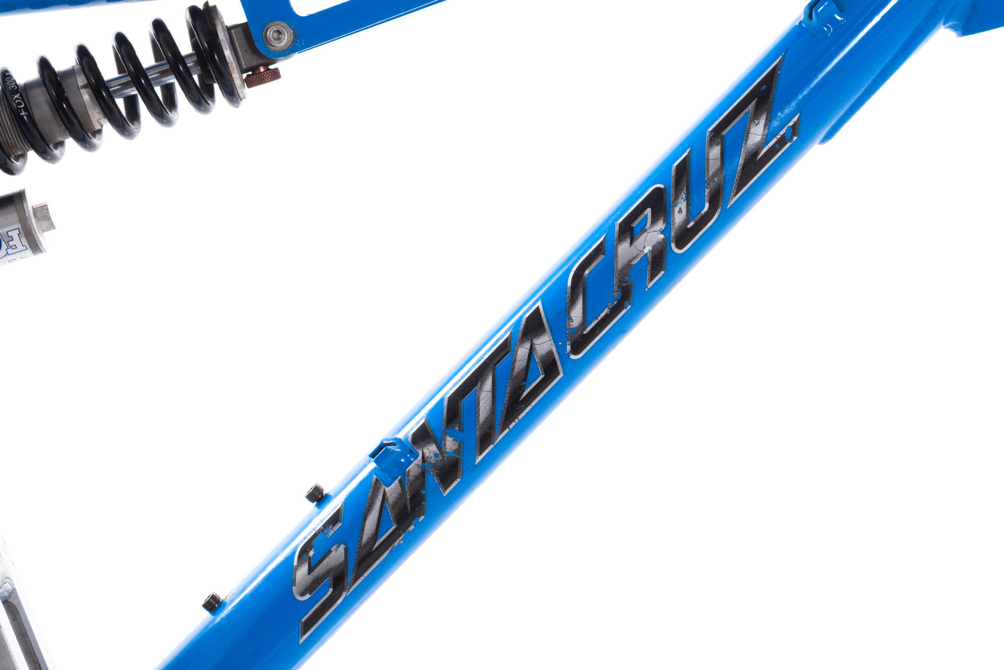 USED Vintage 1990's Santa Cruz Heckler Med Full Sus Aluminum Mountain Bike Frame 26" Fox Vanilla TC Coil Rim Brake Blue