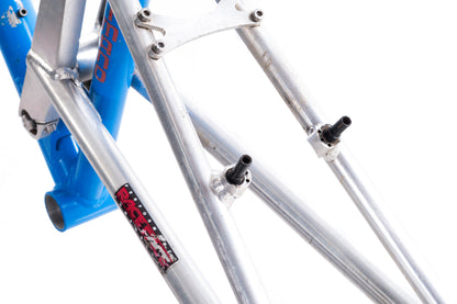 USED Vintage 1990's Santa Cruz Heckler Med Full Sus Aluminum Mountain Bike Frame 26" Fox Vanilla TC Coil Rim Brake Blue