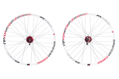 USED American Classic 26" Tubeless Mountain Bike 6-Bolt Disc Wheelset QR White/Red