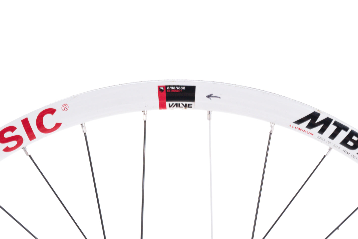 USED American Classic 26" Tubeless Mountain Bike 6-Bolt Disc Wheelset QR White/Red