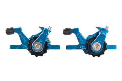 USED Paul Klamper Post Mount Short Pull Blue Mechanical Disc Brake Calipers (set)