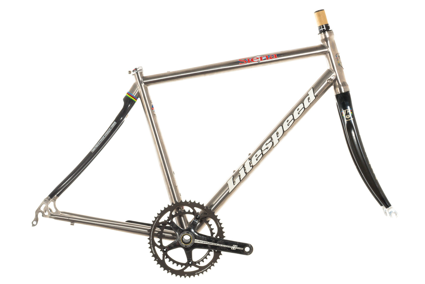 USED Litespeed Siena Titanium/Carbon Large Road Bike Frameset Rim Brake with Campagnolo Carbon 2x11 Crankset
